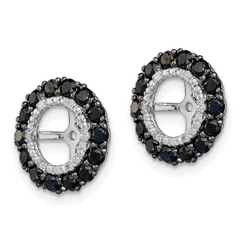 Sterling Silver 925 Earring Jackets with Black Sapphire & Diamond Prong Set