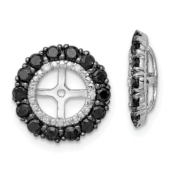Sterling Silver 925 Earring Jackets with Black Sapphire & Diamond Prong Set