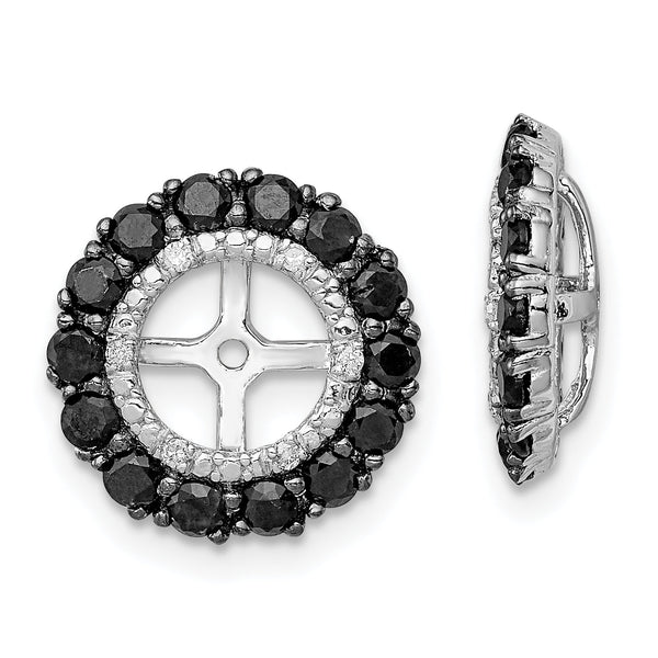 Sterling Silver 925 Earring Jackets with Black Sapphire & Diamond Prong Set