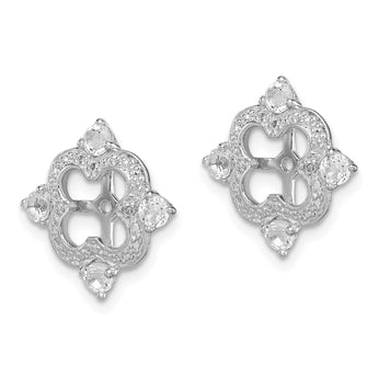Sterling Silver White Topaz & Diamond Earring Jackets Elegant Polished Finish