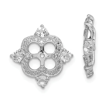 Sterling Silver White Topaz & Diamond Earring Jackets Elegant Polished Finish