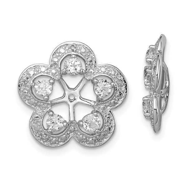Sterling Silver Rhodium-Plated Earring Jackets with White Topaz & Diamond