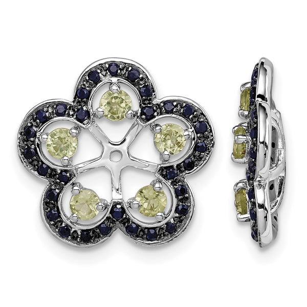 Sterling Silver Peridot & Black Sapphire Earring Jackets - Birthstone Company