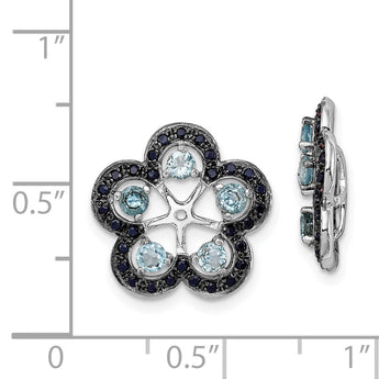 Sterling Silver Blue Topaz & Black Sapphire Earring Jackets by