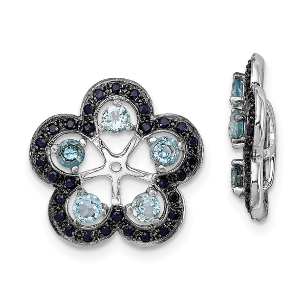 Sterling Silver Blue Topaz & Black Sapphire Earring Jackets by