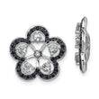 Sterling Silver Aquamarine & Black Sapphire Earring Jackets with Rhodium Finish