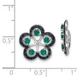 Sterling Silver Emerald & Black Sapphire Earring Jackets, Elegant Rhodium Finish - Birthstone Company