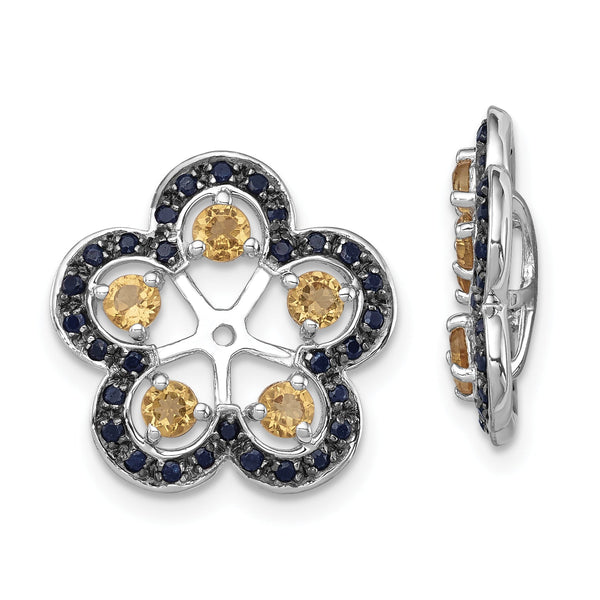 Sterling Silver Citrine & Black Sapphire Earring Jackets by