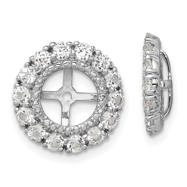 Sterling Silver Rhodium Diam. & White Topaz Earring Jacket