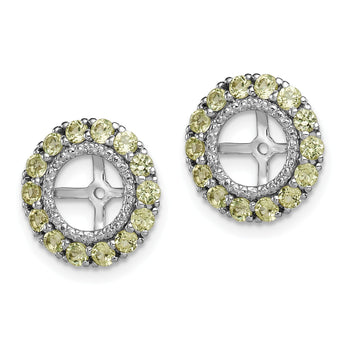 Sterling Silver Peridot Diamond Earring Jackets Elegant Birthstone Design