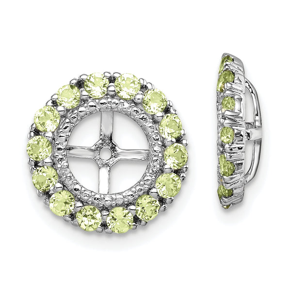 Sterling Silver Peridot Diamond Earring Jackets Elegant Birthstone Design