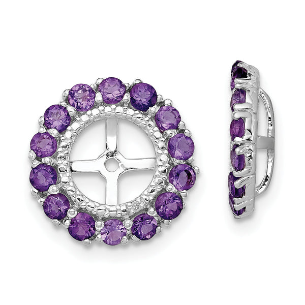 Sterling Silver 925 Earring Jackets with Amethyst & Diamond Elegance