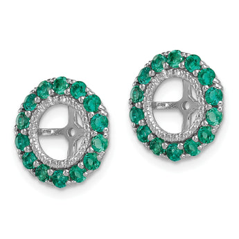 Sterling Silver Earring Jackets with Lab-Created Emeralds & Diamonds - Birthstone Company