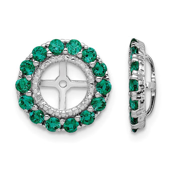 Sterling Silver Earring Jackets with Lab-Created Emeralds & Diamonds - Birthstone Company