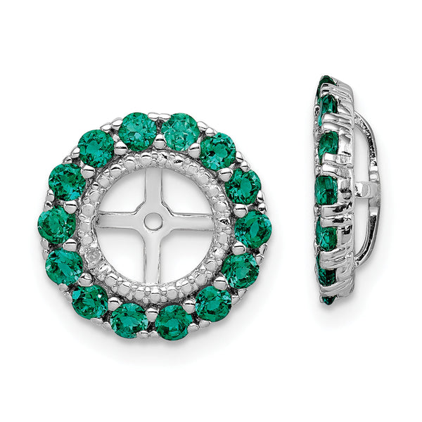 Sterling Silver Earring Jackets with Lab-Created Emeralds & Diamonds