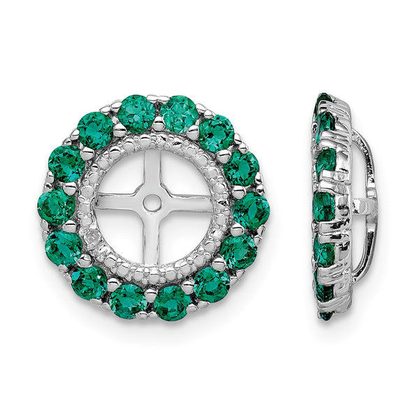 Sterling Silver Earring Jackets with Lab-Created Emeralds & Diamonds - Birthstone Company