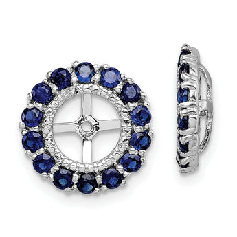 Sterling Silver 925 Earring Jackets with Lab-Created Sapphire and Diamond