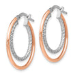 Sterling Silver Rose-tone D/C Hoop Earrings