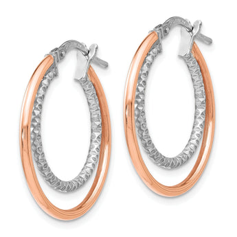 Sterling Silver Rose-tone D/C Hoop Earrings