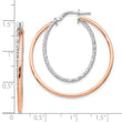 Sterling Silver Rose-tone D/C Hoop Earrings