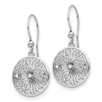 Sterling Silver Polished CZ Dangle Earrings