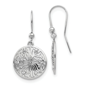 Sterling Silver Polished CZ Dangle Earrings