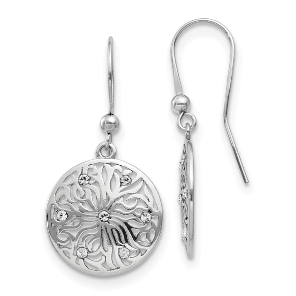 Sterling Silver Polished CZ Dangle Earrings