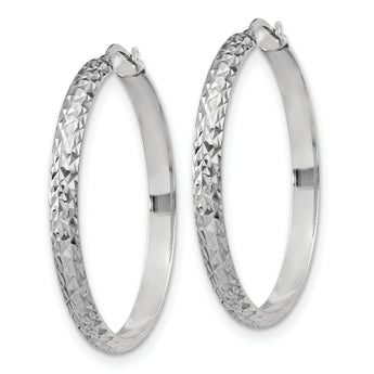 Sterling Silver Polished & Textured Hoop Earrings