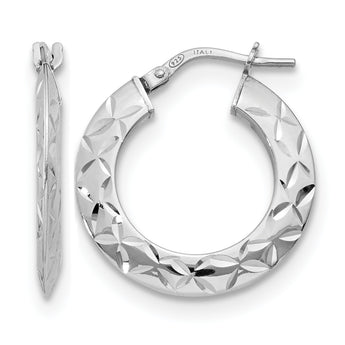 Sterling Silver Polished & Textured Hoop Earrings - Birthstone Company