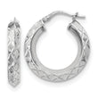 Sterling Silver Polished & D/C Hoop Earrings