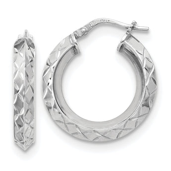 Sterling Silver Polished & D/C Hoop Earrings