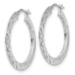 Sterling Silver Polished & D/C Hoop Earrings