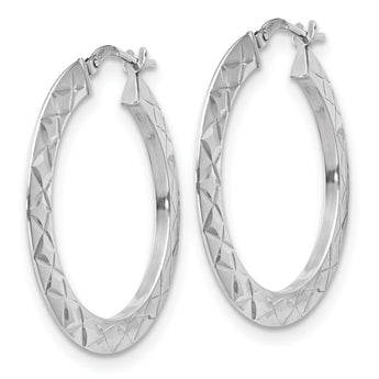 Sterling Silver Polished & D/C Hoop Earrings