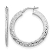Sterling Silver Polished & D/C Hoop Earrings - Birthstone Company