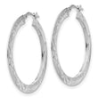 Sterling Silver Polished & D/C Hoop Earrings