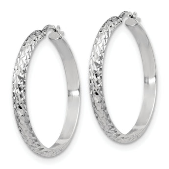 Sterling Silver Polished & Textured Hoop Earrings