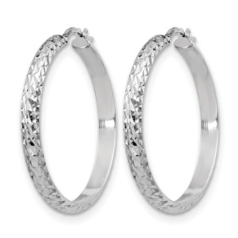 Sterling Silver Polished & Textured Hoop Earrings - Birthstone Company