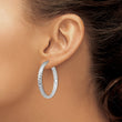 Sterling Silver Polished & Textured Hoop Earrings