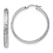 Sterling Silver Polished & Textured Hoop Earrings