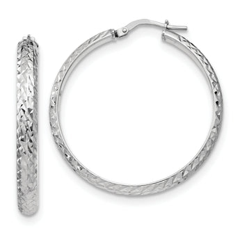 Sterling Silver Polished & Textured Hoop Earrings