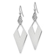 Sterling Silver Polished Crystal Diamond Shape Dangle Earrings