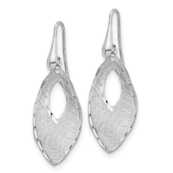 Sterling Silver Textured & D/C Dangle Shepherd Hook Earrings