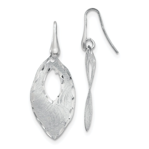 Sterling Silver Textured & D/C Dangle Shepherd Hook Earrings