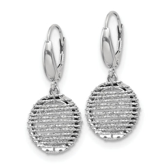 Sterling Silver Polished D/C Open Center Leverback Earrings