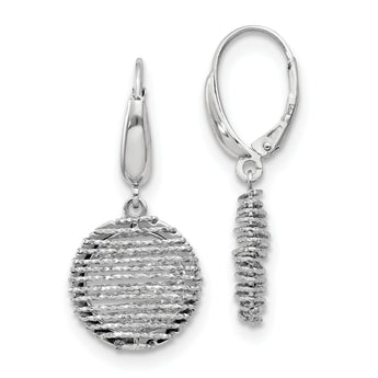 Sterling Silver Polished D/C Open Center Leverback Earrings