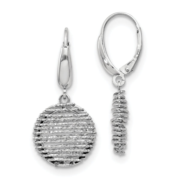 Sterling Silver Polished D/C Open Center Leverback Earrings