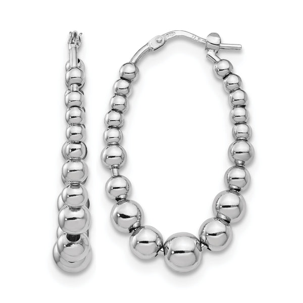 Sterling Silver Polished Beaded Hoop Earrings - Birthstone Company