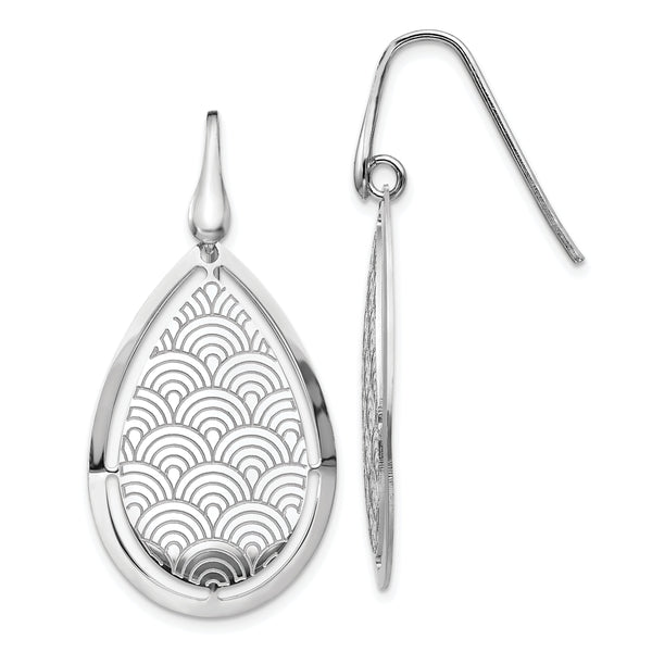 Sterling Silver Brushed/Polished Laser Cut Dangle Earrings