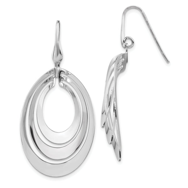 Sterling Silver Rhodium-plated Polished and Brushed Dangle Earring