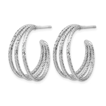 Sterling Silver Rhodium-plated D/C J-Hoop Earrings - Birthstone Company